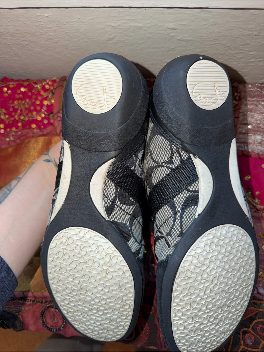 Coach Black and Cream Signature Canvas Lace-Up Sneakers - Picture 3 of 6